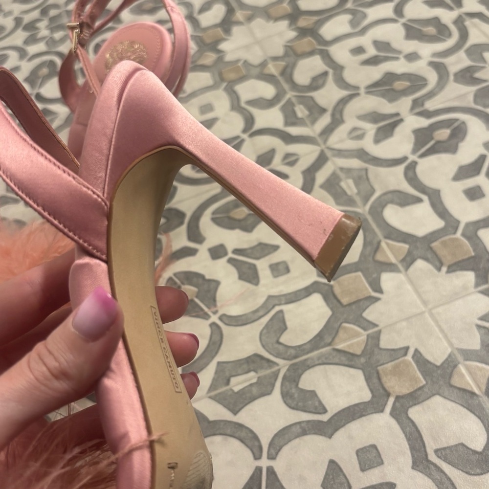 Vince Camuto | Blush “Penely” Feather Ankle-Strap Heels | Size 7 - Picture 15 of 16